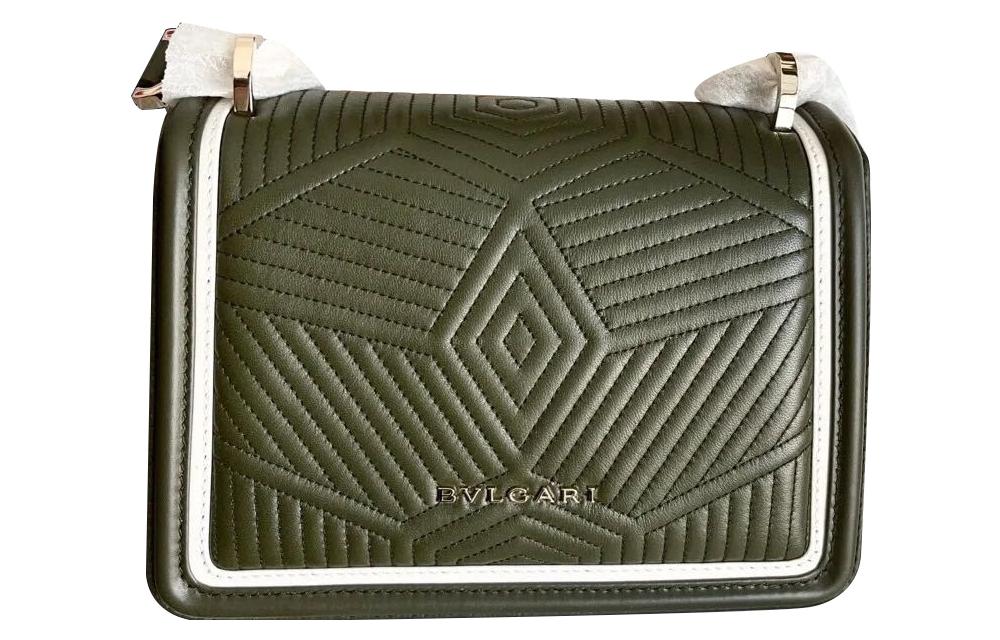 BVLGARI Сумка через плечо Serpenti Diamond Blast из кожи, женская, зеленая — фото 2