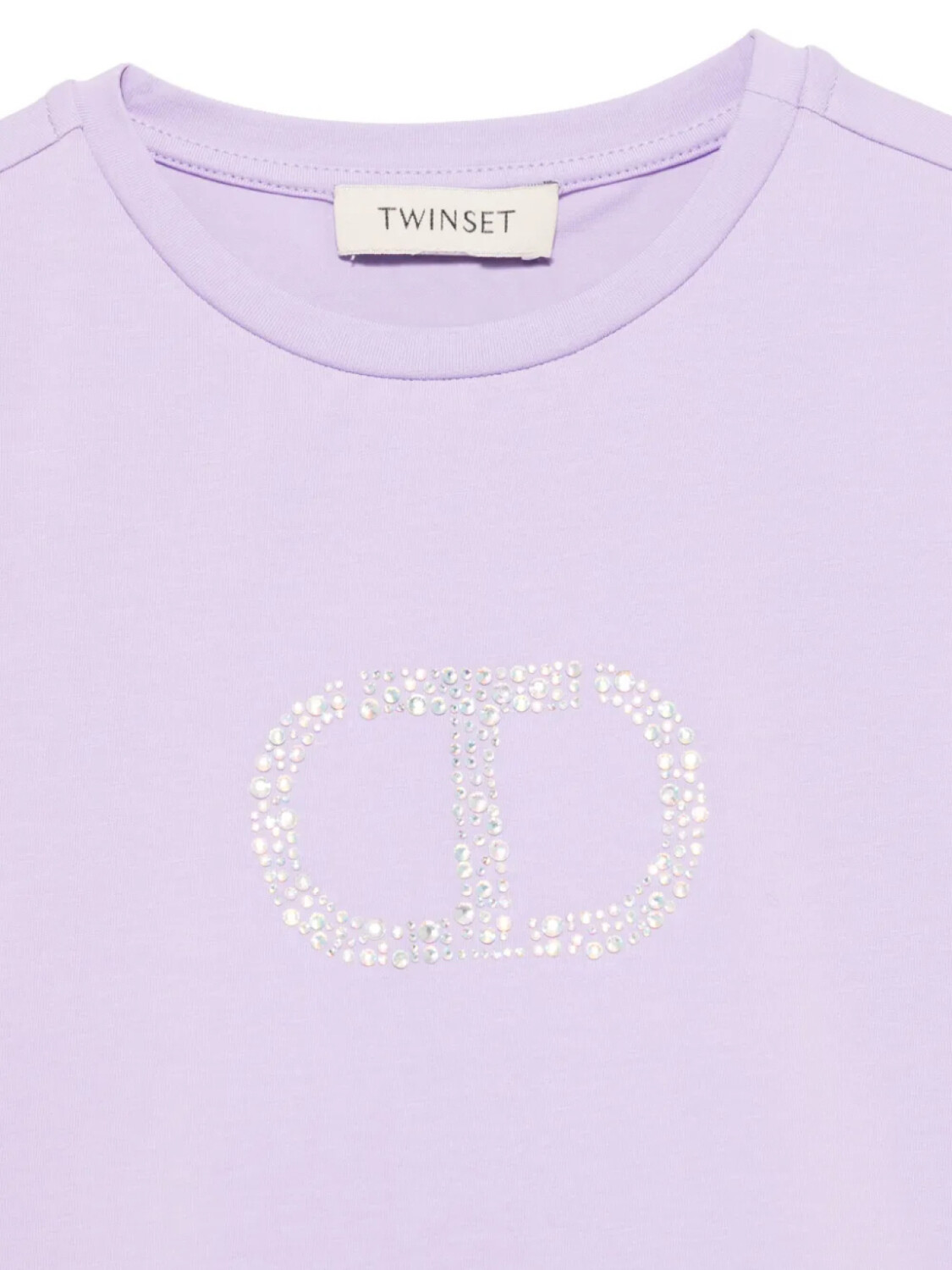 TWINSET Детская футболка Oval T со стразами TWINSET Kids, фиолетовый — фото 3