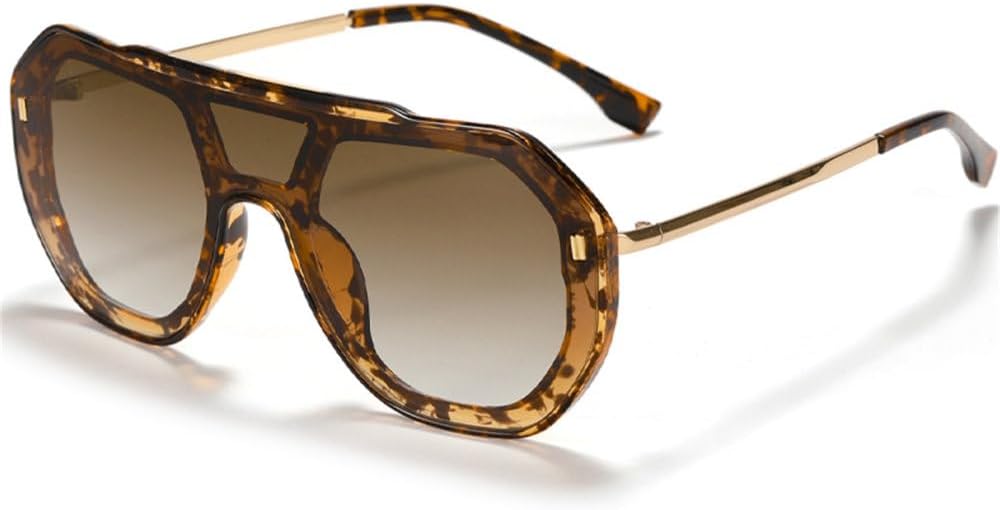 

Солнцезащитные очки в крупной оправе для мужчин и женщин, стильные солнцезащитные очки для мужчин, цельные очки с зеркальными линзами в форме жабы TYUVIVO, Leopard Tea