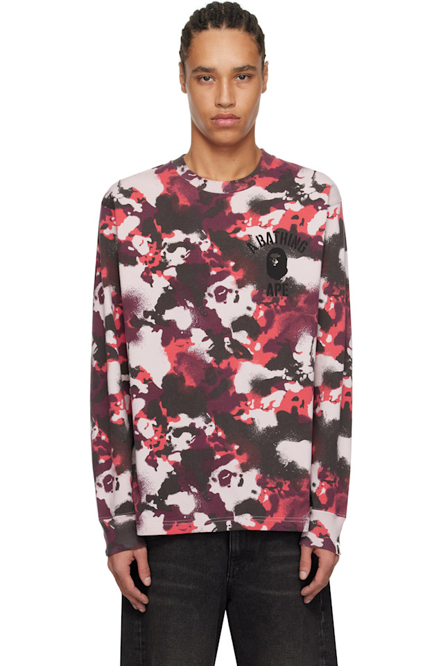 

Камуфляжная футболка с длинным рукавом Map Bape, красный