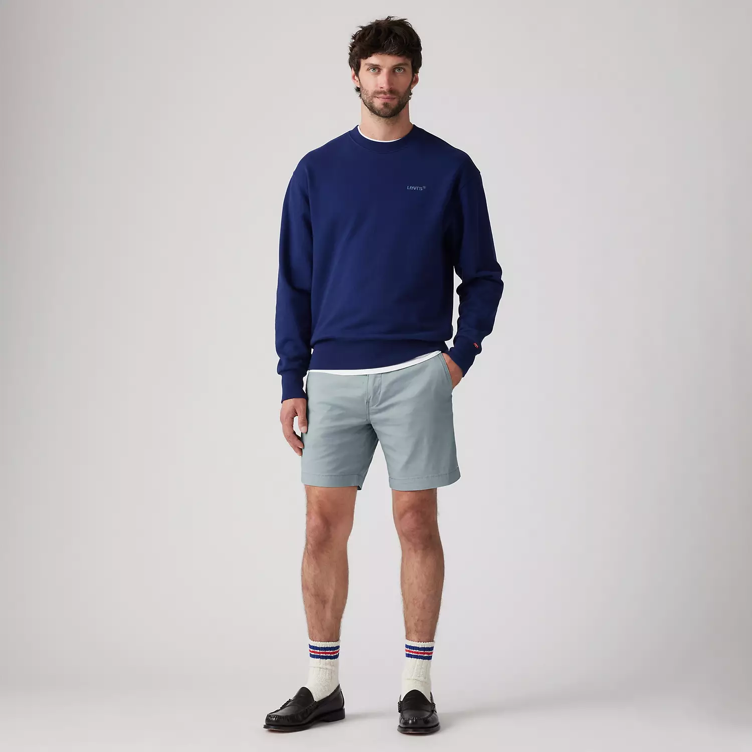 

Мужские шорты Levi's XX Chino Taper Fit из хлопка и льна, цвет Steam Blue - Blue
