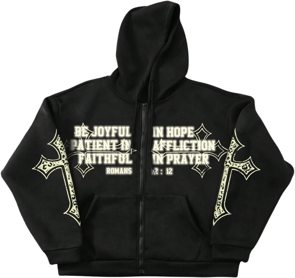 

Флисовый готический худи Floerns с молнией и принтом