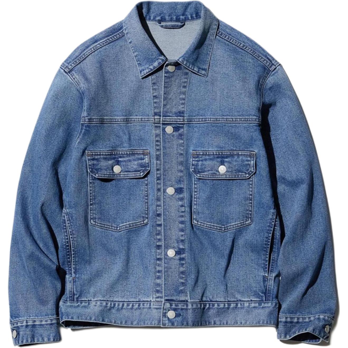 

UNIQLO Джинсовая куртка мужская голубая Lake Blue, Lake Blue