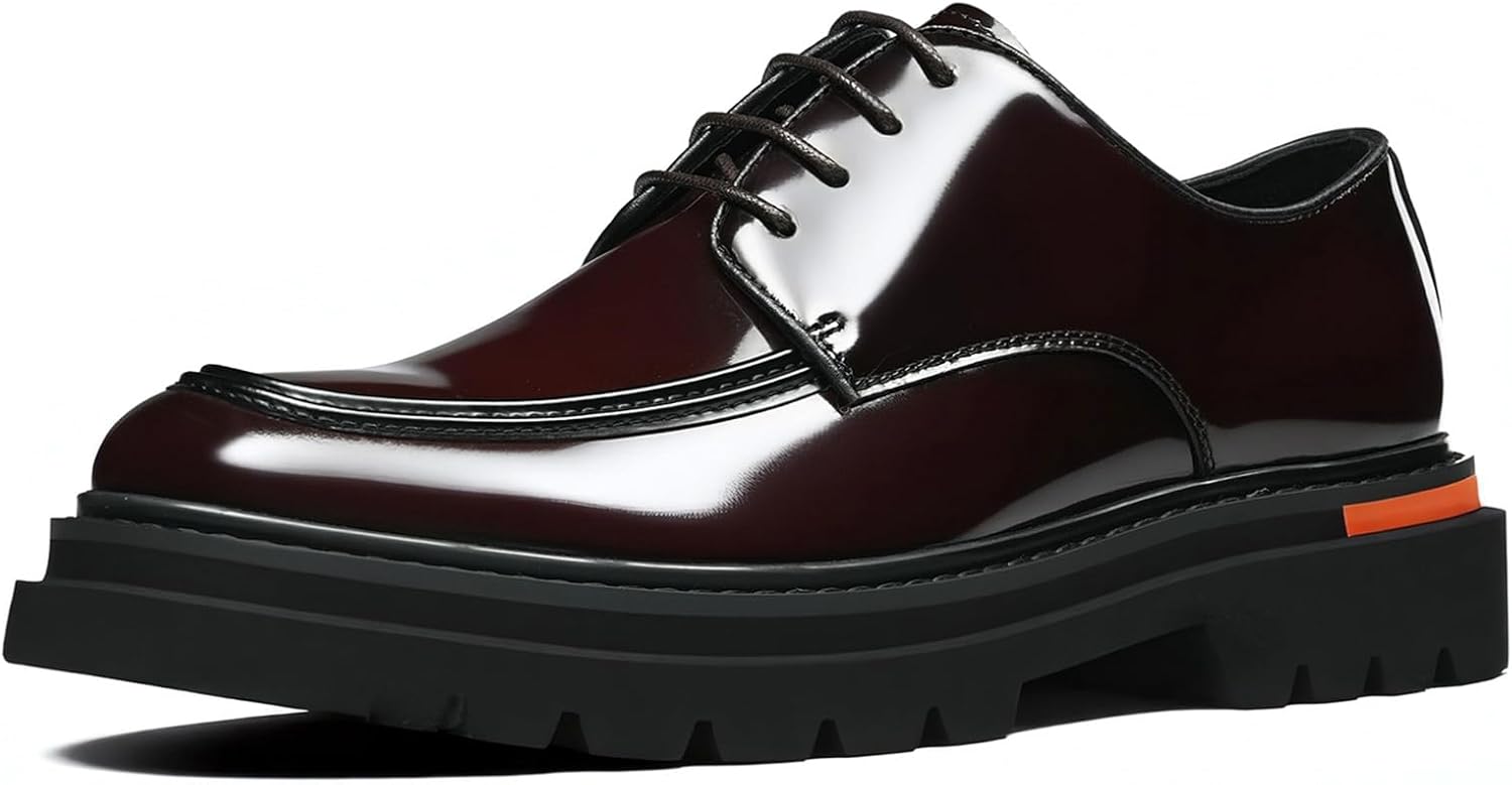 

Мужские классические туфли Дерби U-образный носок 4-шнурка для офиса и повседневной носки, из лакированной кожи, формальные туфли для мужчин 66306 Windhana, Coffee