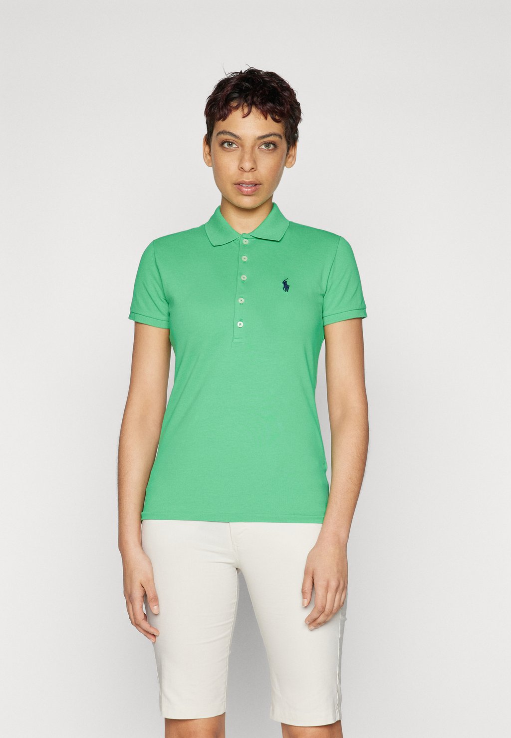 

Рубашка поло JULIE SLIM SHORT SLEEVE Polo Ralph Lauren, оливковый