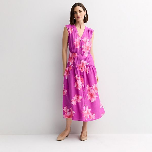 

Женское платье миди без рукавов на пуговицах Nine West, Fuchsia Anita Blooms