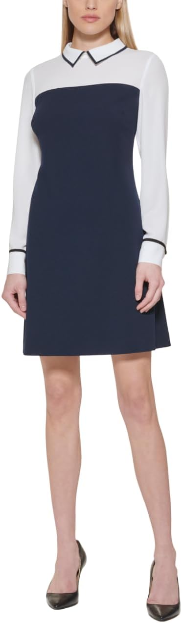 Женское мини-платье Tommy Hilfiger с длинными рукавами и воротником, Sky Captain