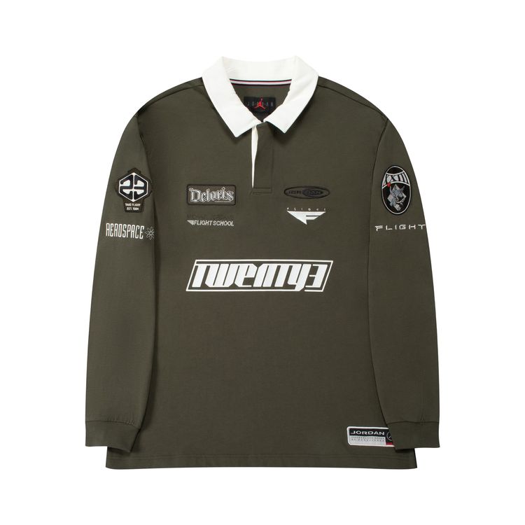 

Топ Air Jordan Essentials Long-Sleeve Rugby Top 'Cargo Khaki', зеленый