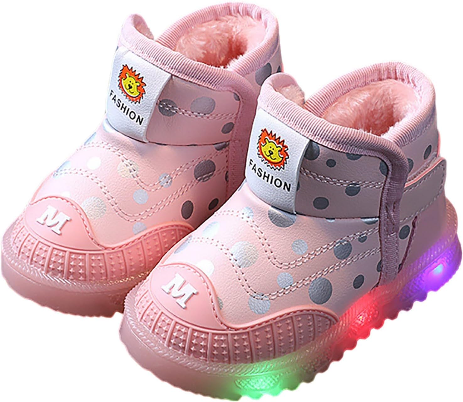 

Зимние сапоги для девочек, утепленные искусственным мехом, снегоступы, ботильоны на молнии, водонепроницаемые, противоскользящие, для походов, размер 2-10 лет Generic, Pink