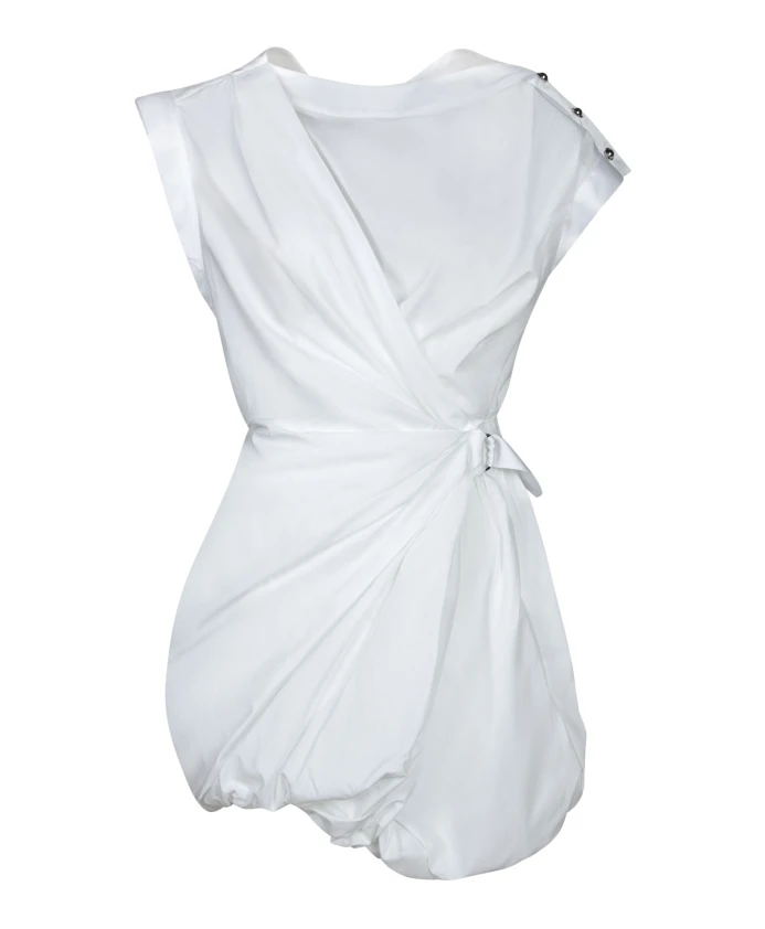 

Белое хлопковое поплиновое мини-платье с запахом Pinko, белый