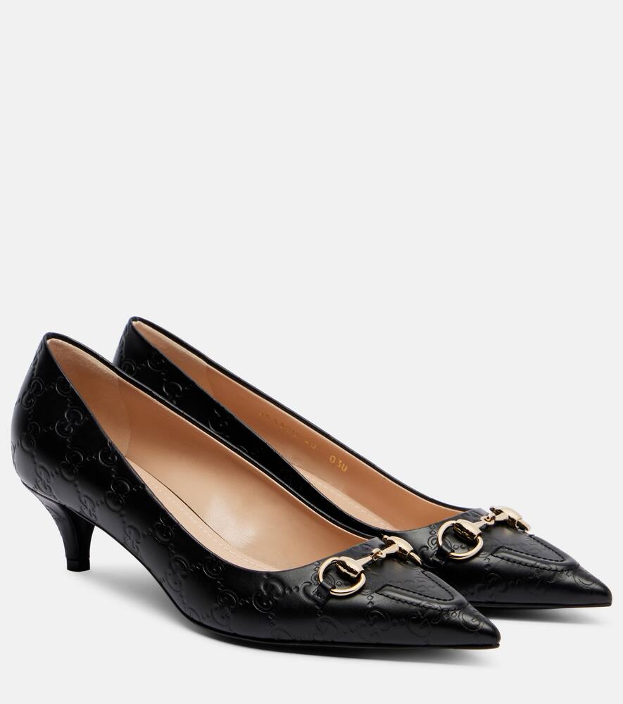 Кожаные туфли-лодочки GG Horsebit Gucci, Black