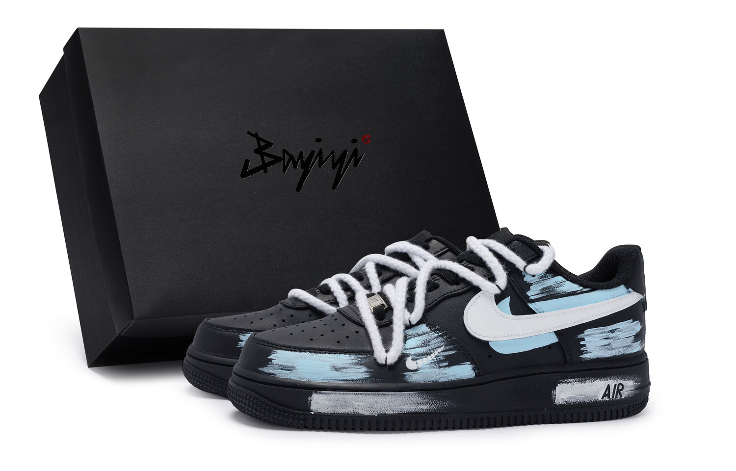 

Nike Кроссовки Air Force 1 для скейтбординга унисекс низкие сине-черные, цвет Black Blue