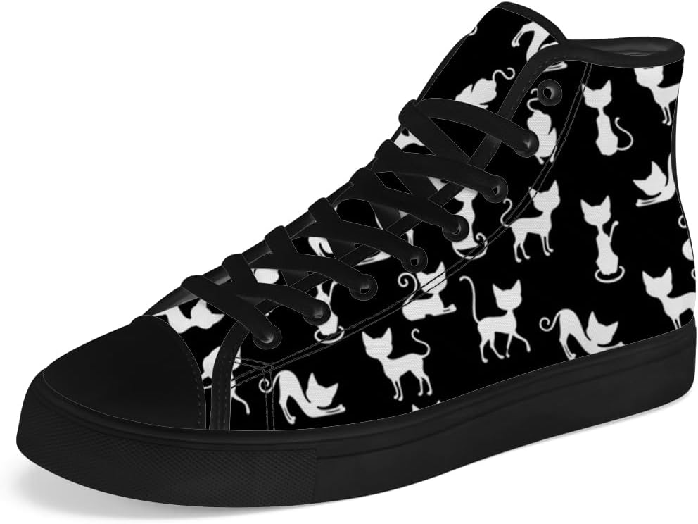 

Мужские и женские высокие кеды с кошкой на тканевой основе, высокие кроссовки на шнуровке, повседневная обувь Chebing, белый