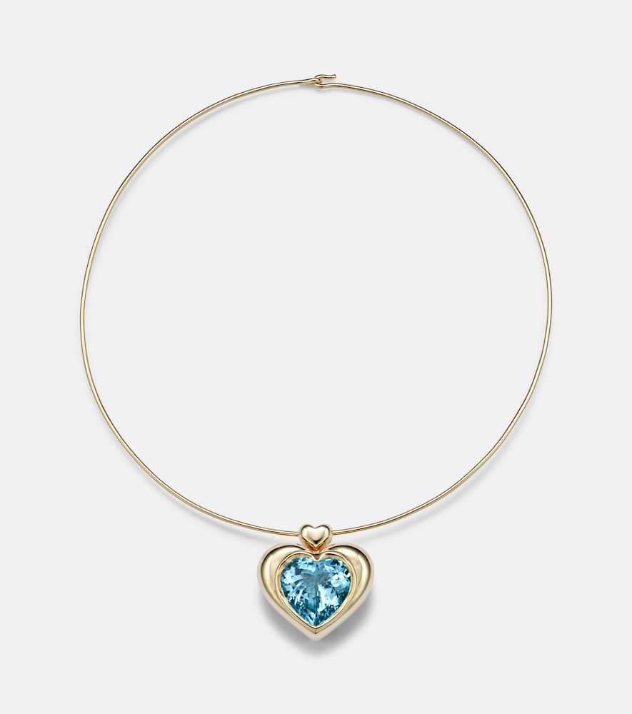 

Кулон с большим сердцем купидона из золота 14kt с топазом Roxanne First