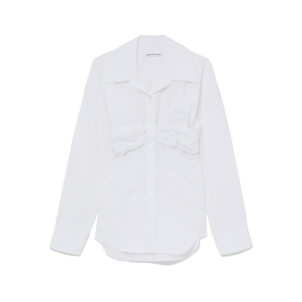 Alexander Wang Блузка Women's White Lapel Moderate Nipped in Waist — фото 3