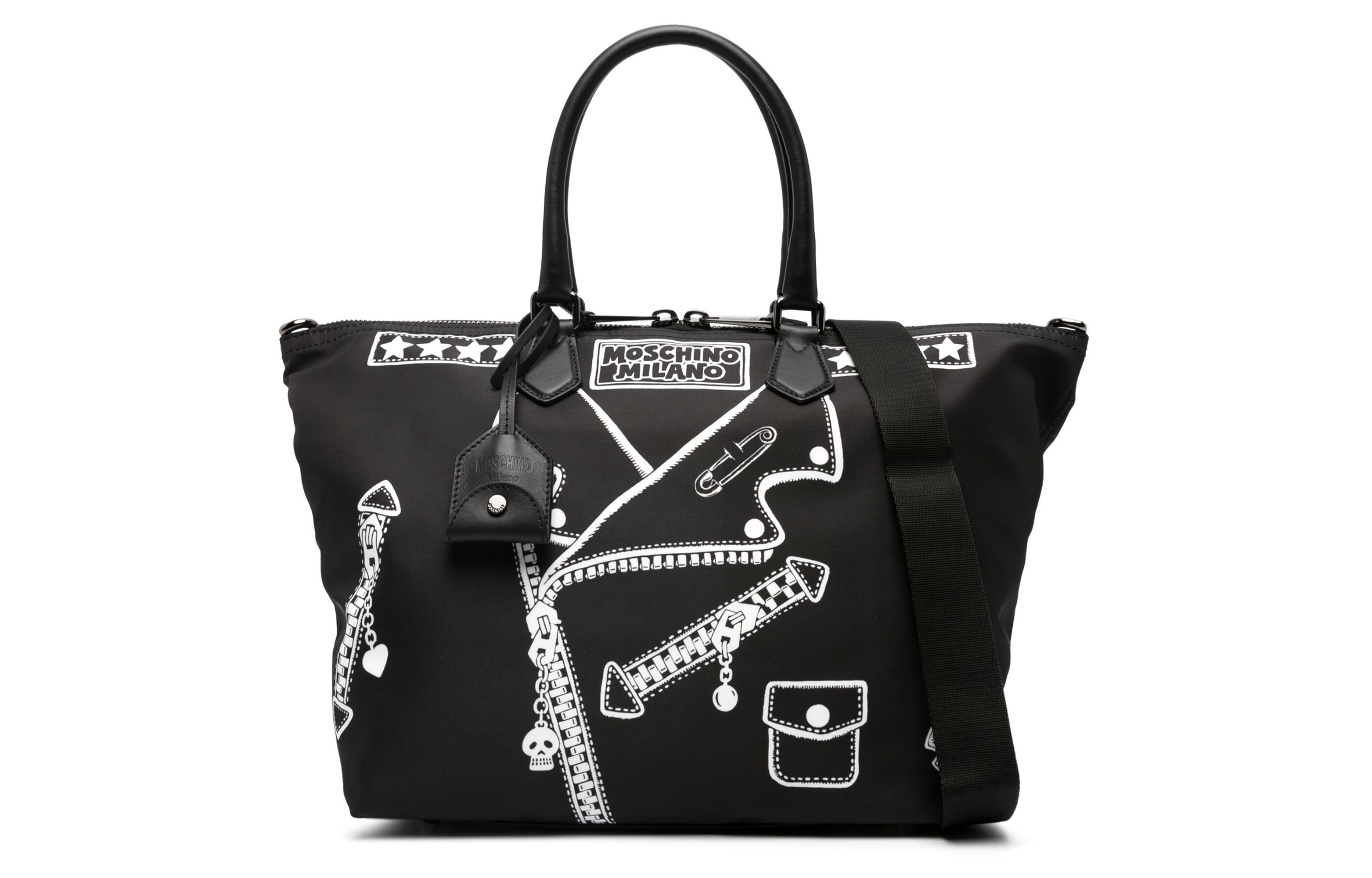 

MOSCHINO Сумка-шоппер из полиэстера с телячьей кожей, мужская, черная