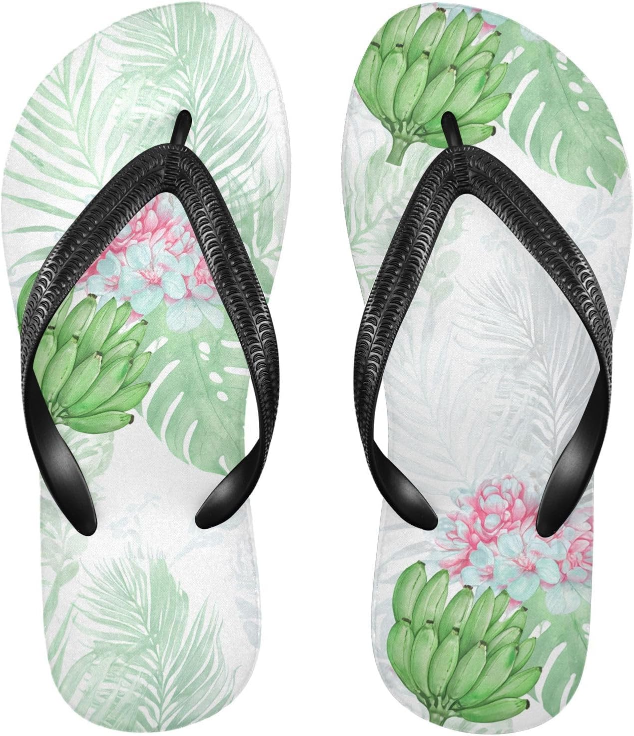 

Женские и мужские шлепанцы с бананом Монстера, зеленые пляжные резиновые тапочки с противоскользящей подошвой для душа, летние сандалии для прогулок Sinestour