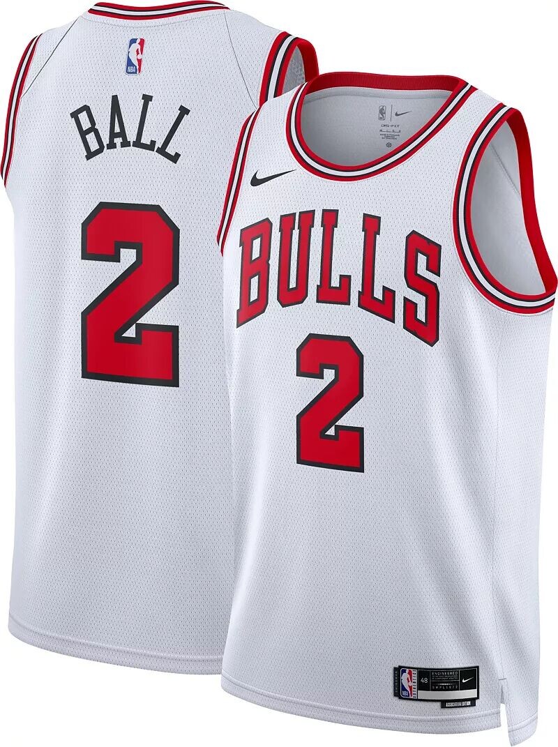 

Мужская белая майка Nike Chicago Bulls Lonzo Ball #2 Dri-FIT Swingman