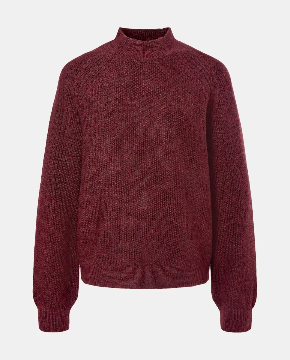 

Женский джемпер с воротником Перкинс и трикотажной структурой Easy Wear, бордовый