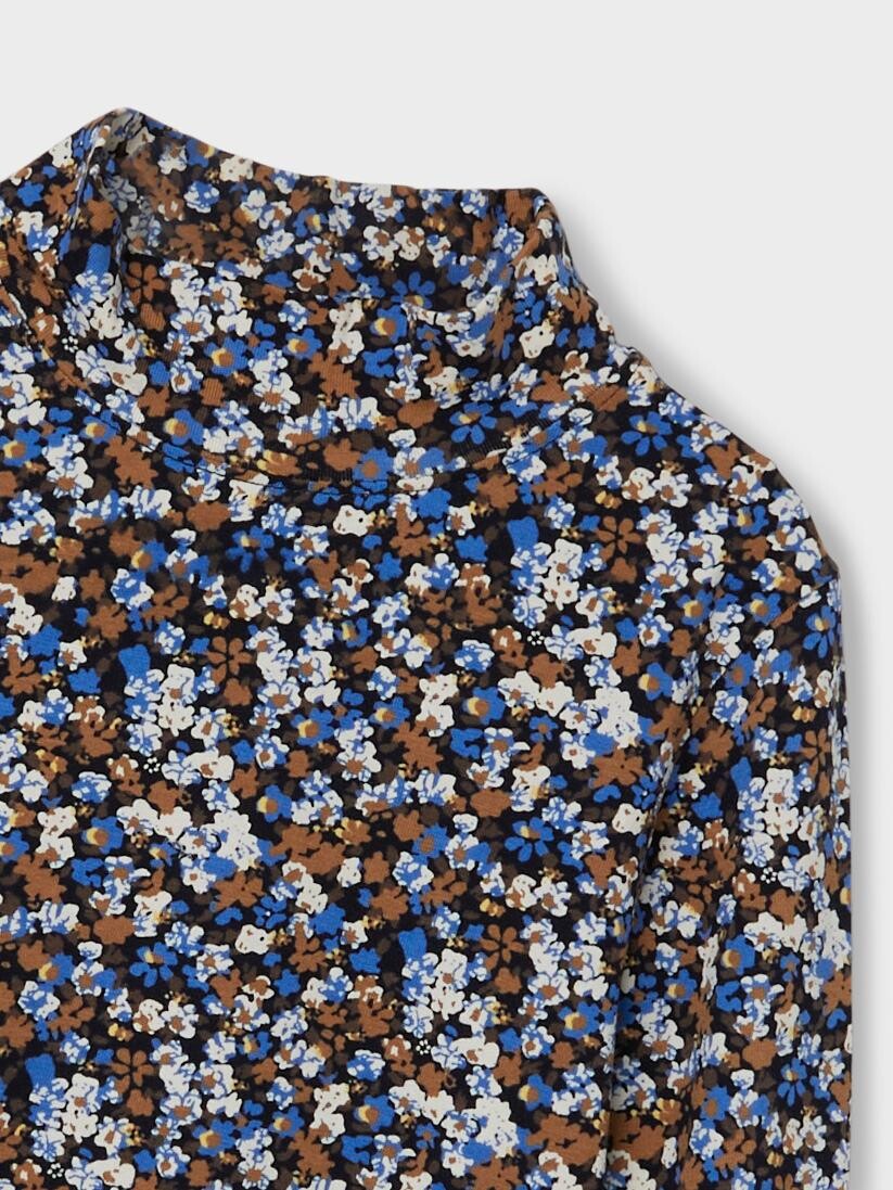 Лонгслив name it Dünnes Langarm Shirt Jersey Blumen Top Oberteil NKFOLIBER, коричневый — фото 3