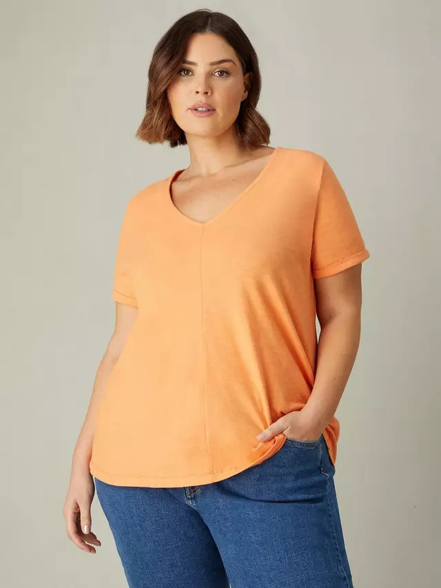 

Футболка Live Unlimited Curve Cotton Slub V-Neck, оранжевый