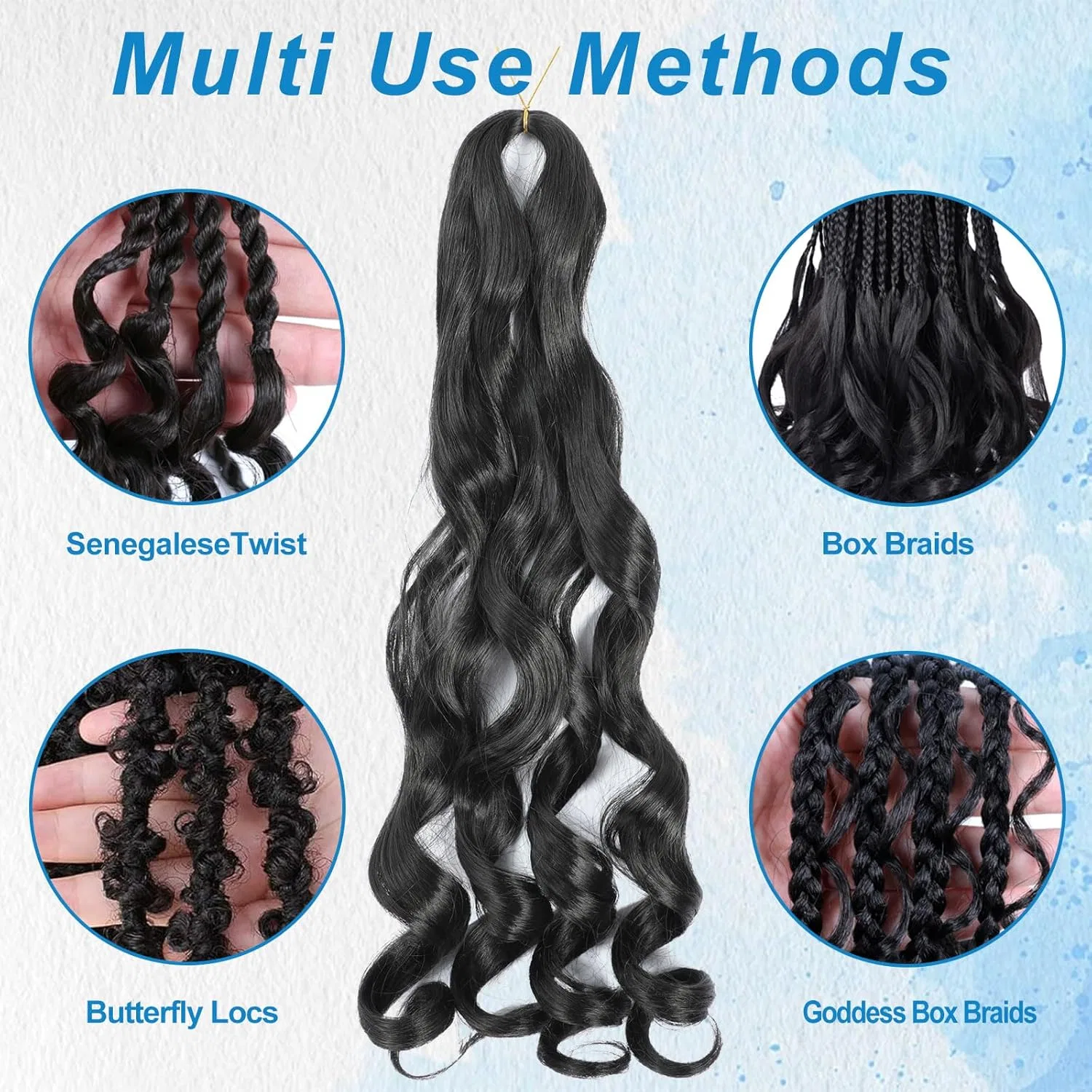 Наращивание волос Protein Fibre French Curly Braiding Hair, 8 упаковок Xrngrng, 1B — фото 4