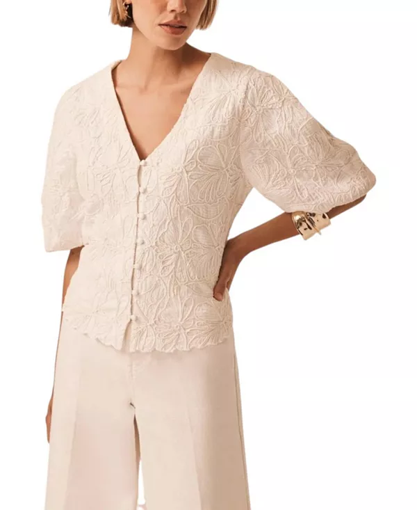 

Женская блузка с вышитыми деталями Mint Velvet, белый