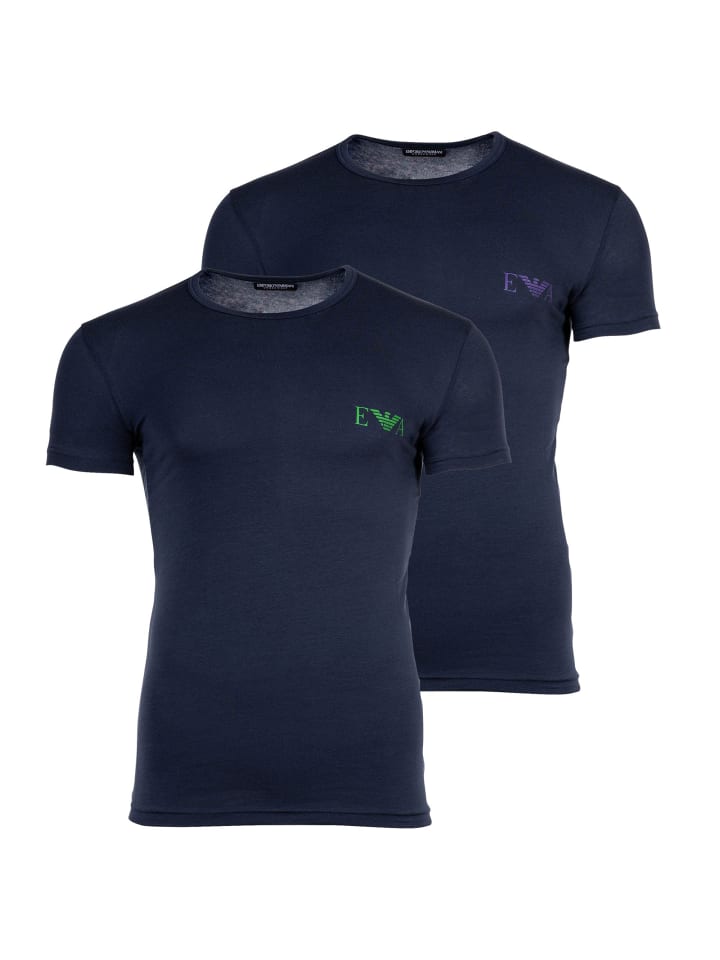 

Emporio Armani Комплект из двух футболок темно-синего цвета, Синий, Emporio Armani Комплект из двух футболок темно-синего цвета