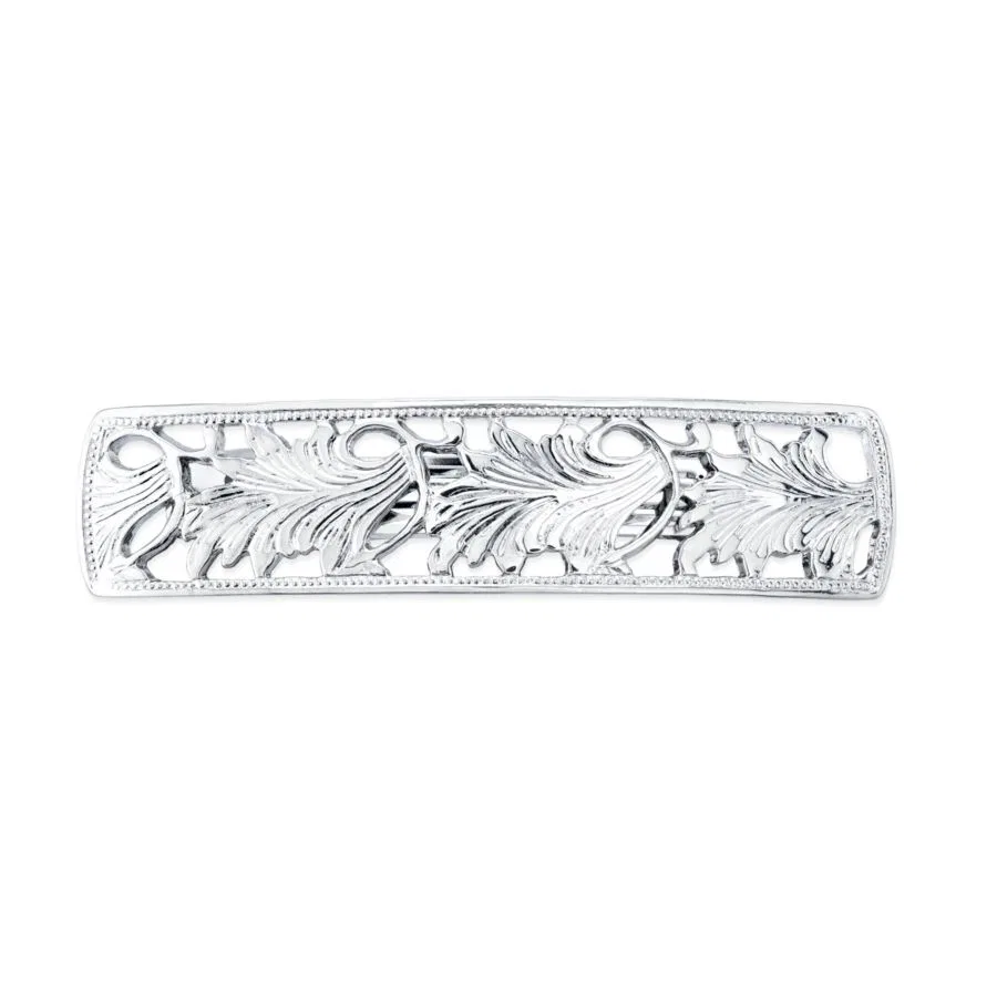 Заколка для волос серебристого цвета с растительными мотивами 2028