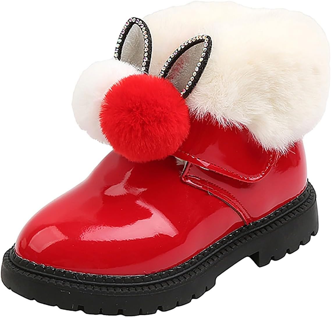 

Детские ботинки IWIHMIV для девочек, ботильоны до щиколотки, противоскользящие, короткие нарядные ботиночки с мягкой подошвой, зимняя обувь, Red