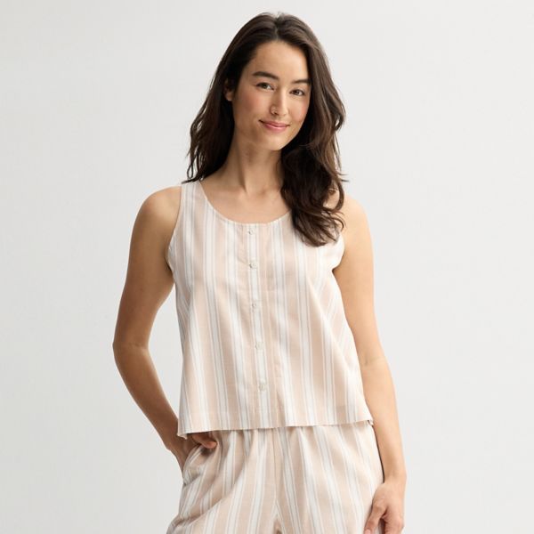

Женская сорочка для сна из льняной ткани Sonoma Goods For Life, цвет beige stripe