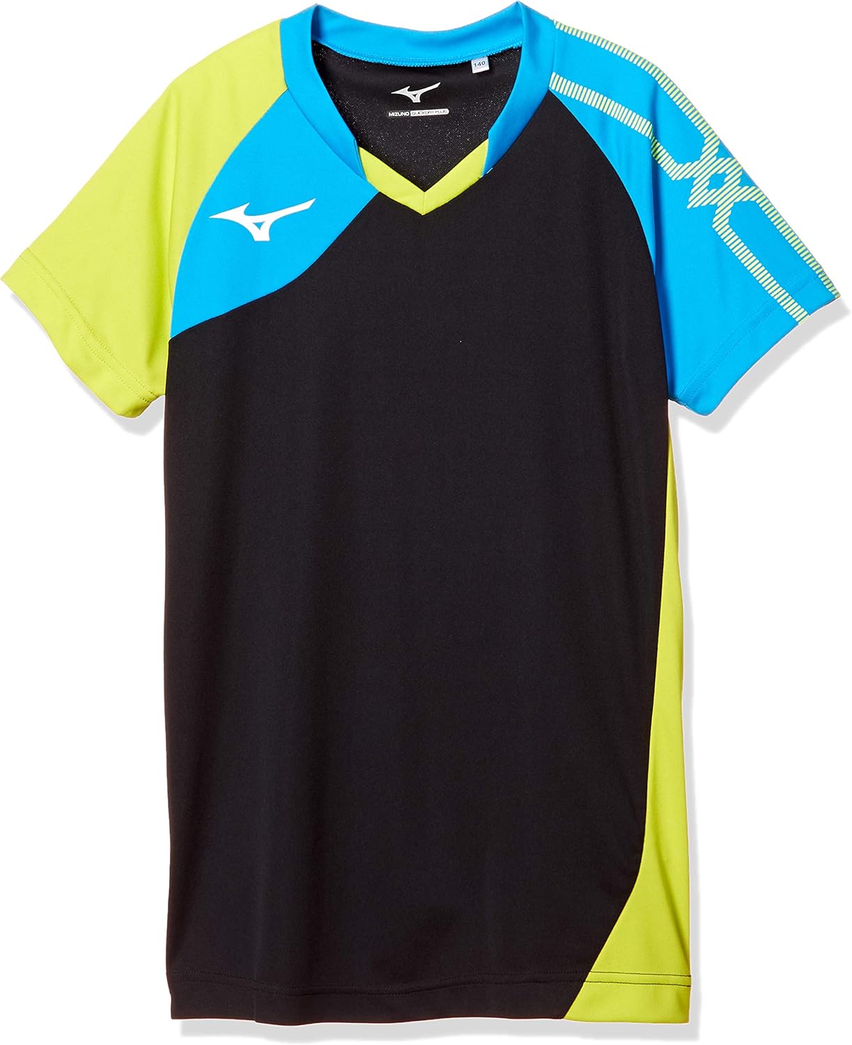 

Волейбольная футболка Mizuno V2MA9001, игровая футболка с коротким рукавом, для клубных мероприятий, тренировок, для юниоров, черный/синий/салатовый