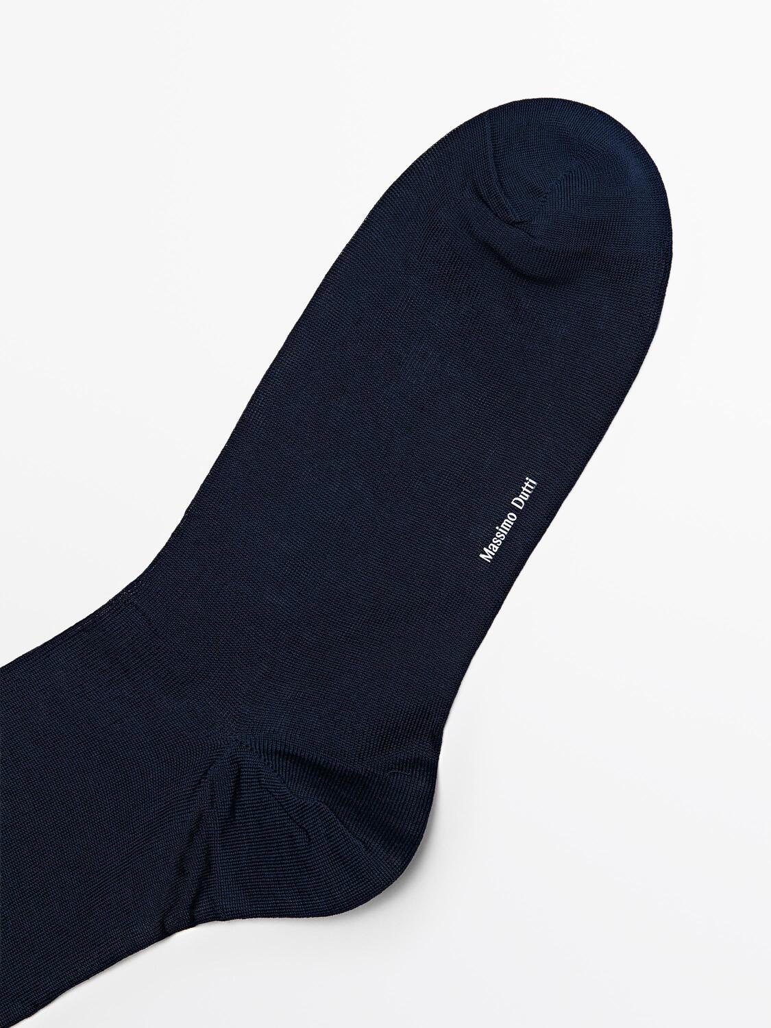 Классические однотонные носки Massimo Dutti, navy blue — фото 3