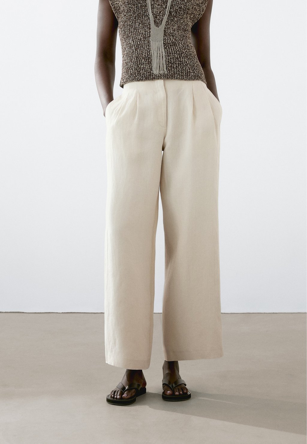 

Брюки WITH DOUBLE DARTS Massimo Dutti, бежевый