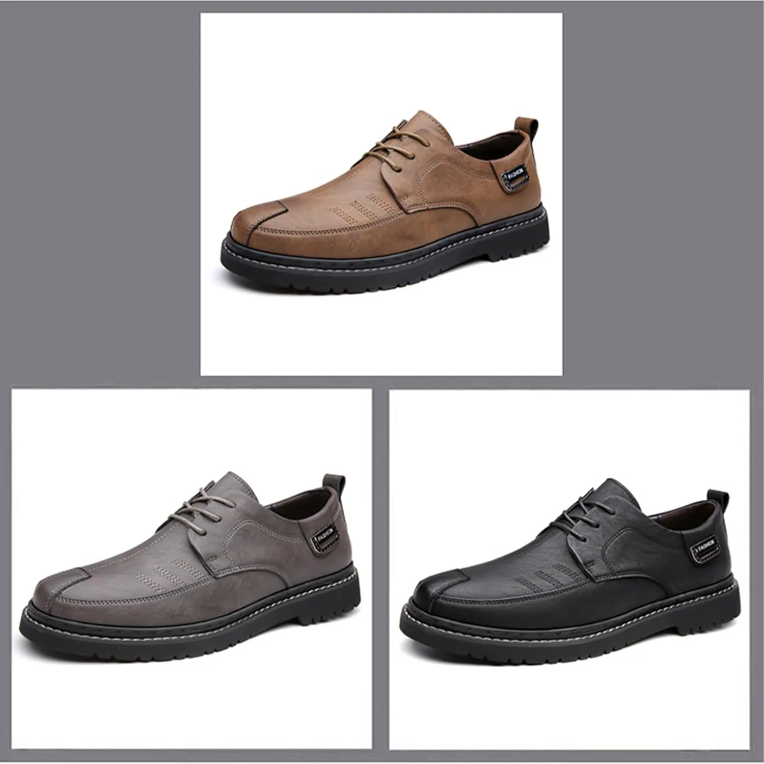 

Мужские кожаные повседневные деловые оксфорды на шнуровке, плоские классические туфли, дышащие, с мягкой подошвой, удобные лоферы для ходьбы Ephirebra, серый