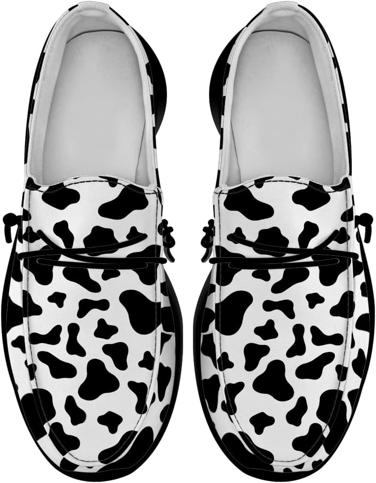 

Туфли-лоферы Quorax с принтом под коровью шкуру, женские и мужские, для прогулок, подарки для нее и для него, белый/черный