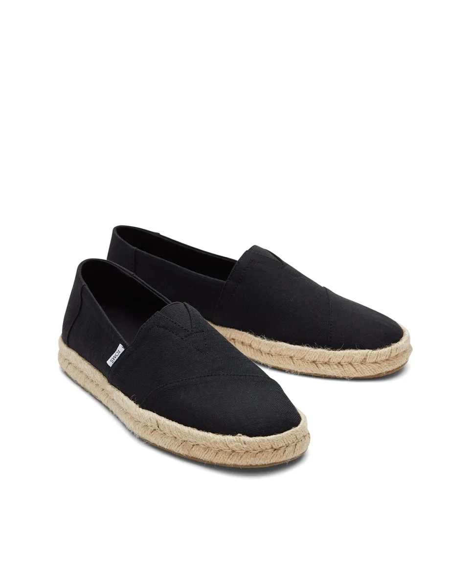Мужские парусиновые эспадрильи с мягким воротником Toms, черный — фото 2