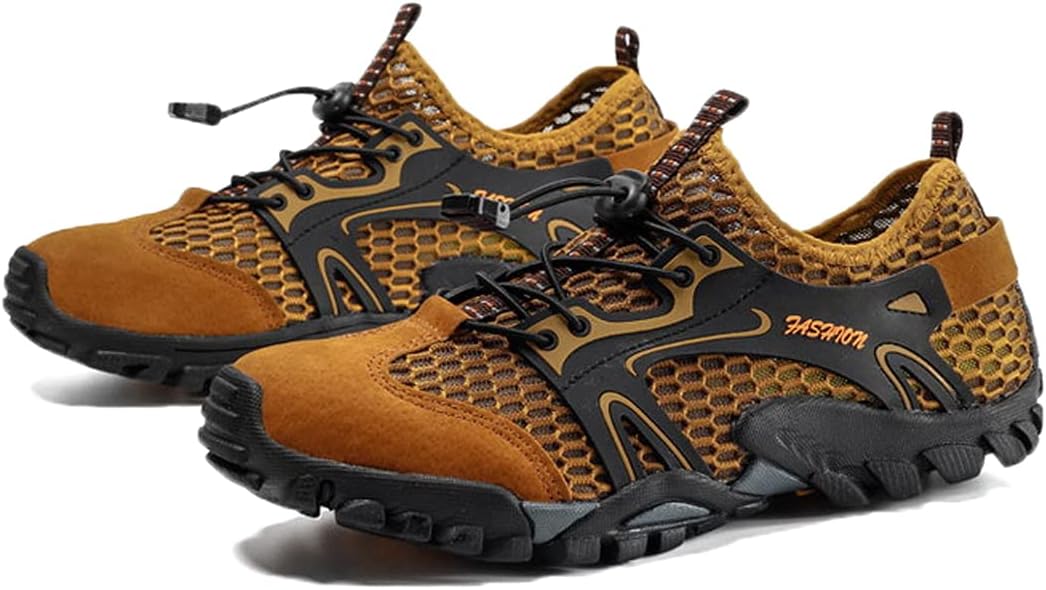 

Мужские водонепроницаемые походные кроссовки hongrenamz с низкой посадкой для треккинга и туристических маршрутов, коричневый