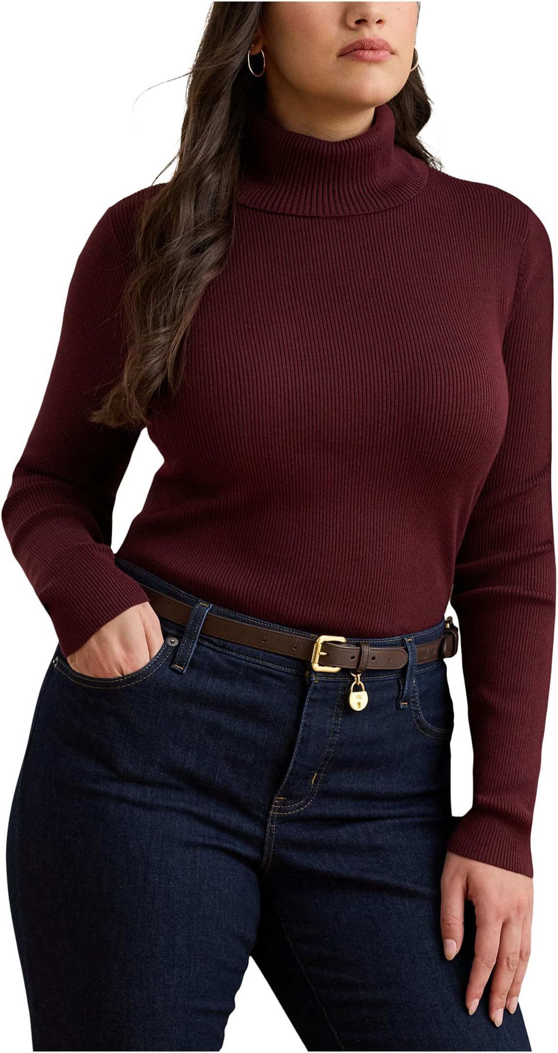 

Свитер Lauren Ralph Lauren Plus Size Turtleneck Sweater, цвет Dark Garnet