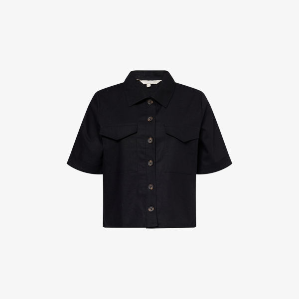 

Рубашка Barbour Luna из хлопка и льна свободного кроя, черный