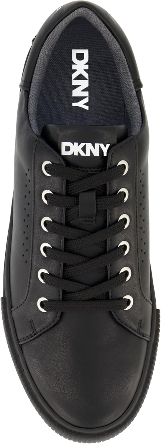 Мужские кроссовки DKNY с двухцветной зубчатой подошвой, круглым носком и шнуровкой, черный — фото 4