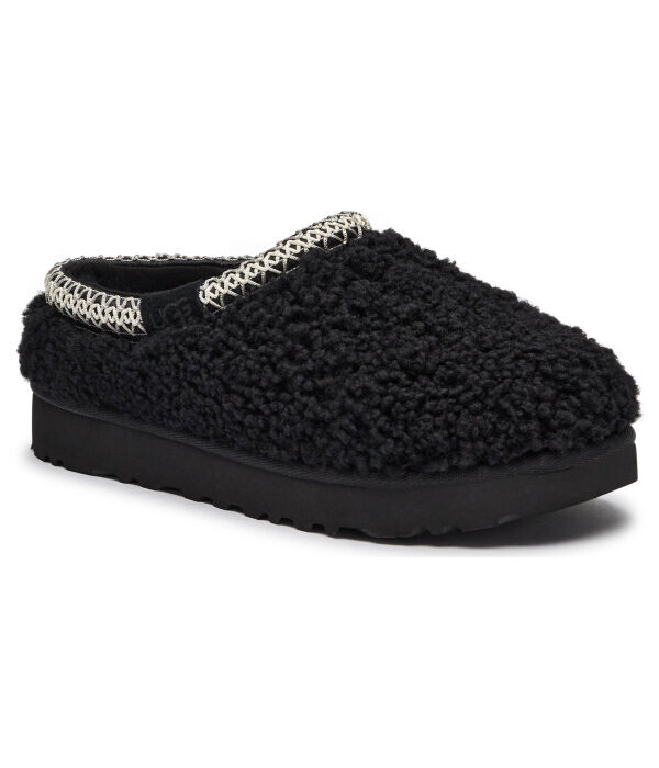 Мюли женские Ugg кожаные кудрявые, черный