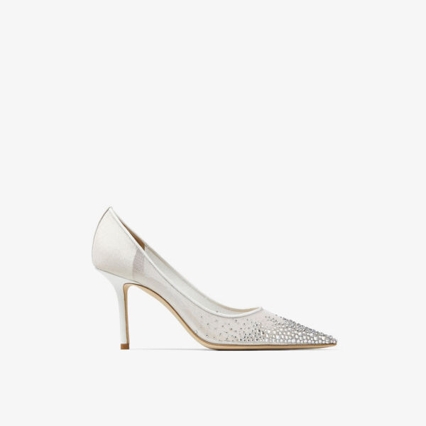 Туфли love 85 из сетчатой ткани, украшенные кристаллами Jimmy Choo, белый