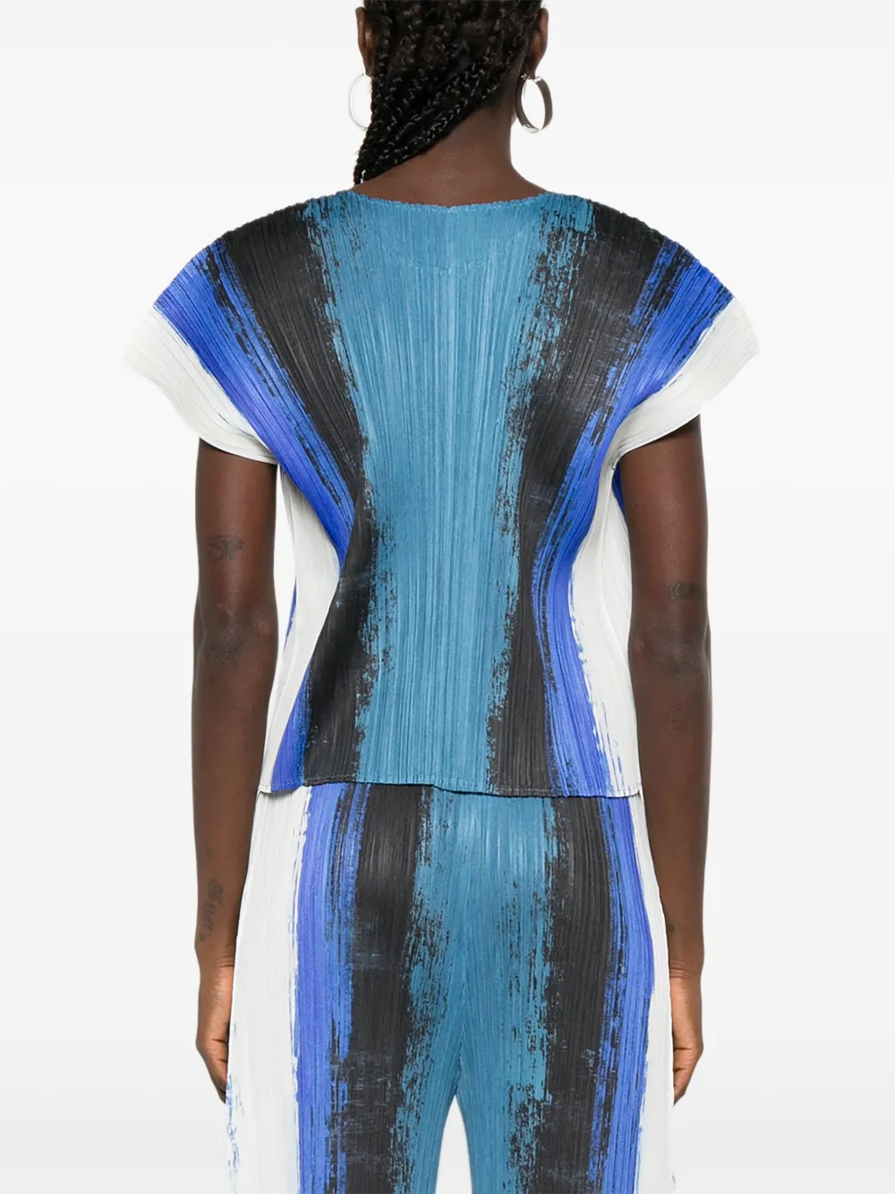 

Плиссированный топ с абстрактным принтом Pleats Please Issey Miyake, синий