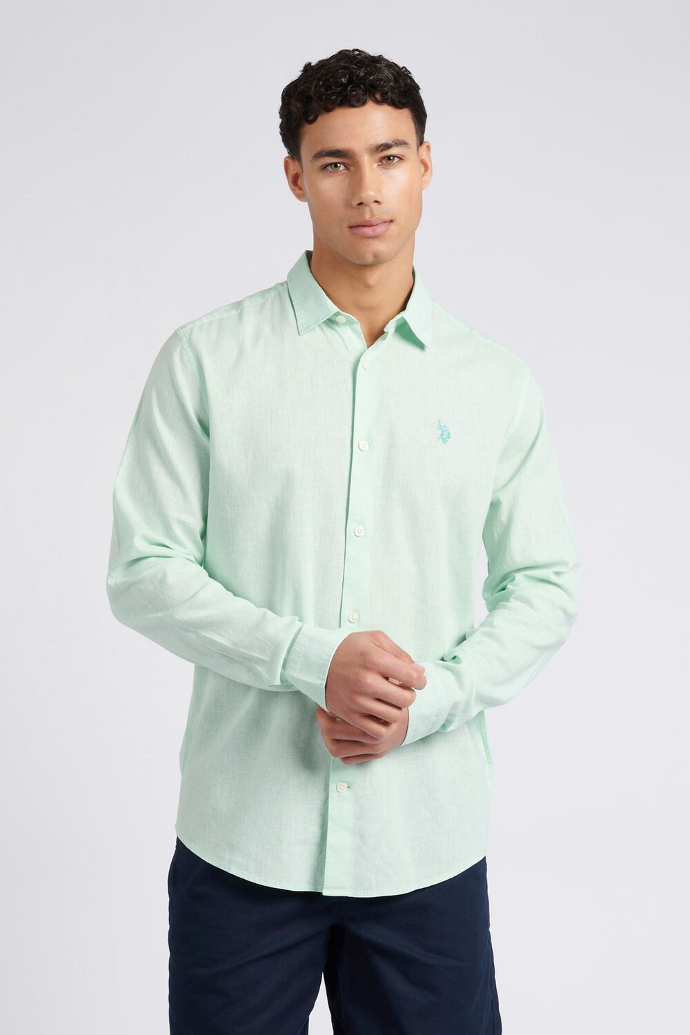

Мужская рубашка из льняной смеси U.S. Polo Assn, зеленый