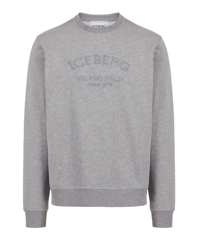 

Меланжевая серая толстовка стандартного кроя с вышитым логотипом. Iceberg, серый
