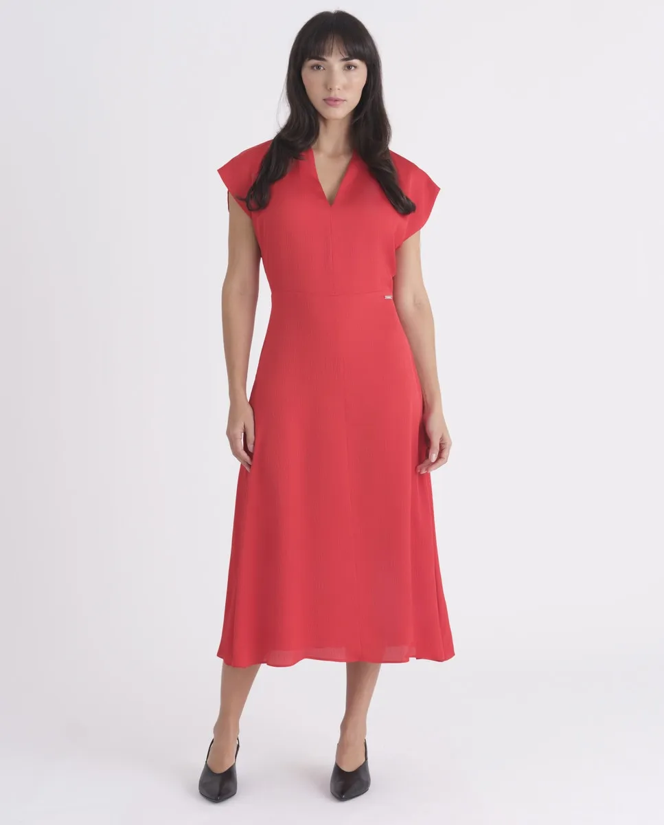 

Короткий рукав атласное платье Calvin Klein, красный