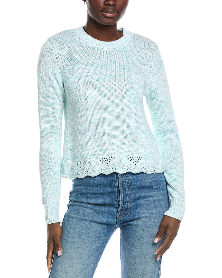 

Осенний кашемировый твидовый свитер с ажурной отделкой Autumn Cashmere, синий