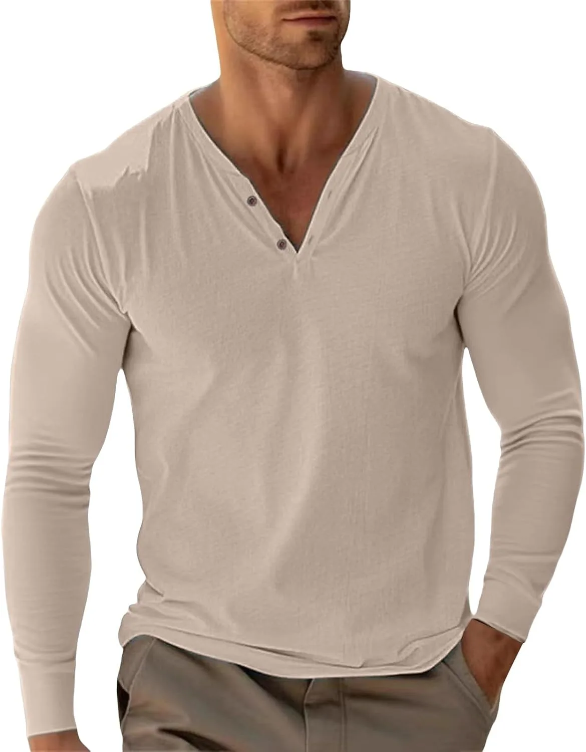 

Мужская футболка Henley Slim Fit с длинным рукавом CRNTCEM