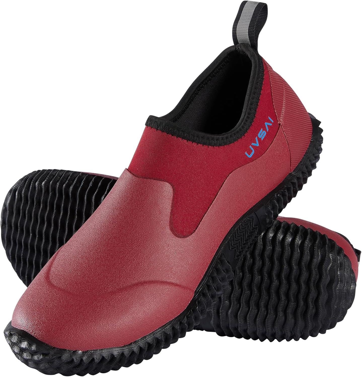 

Мужские водонепроницаемые садовые ботинки-дождевики, слипоны для садоводства, фермерства, кемпинга, ухода за газоном и работы во дворе Uvsai, черный/красный